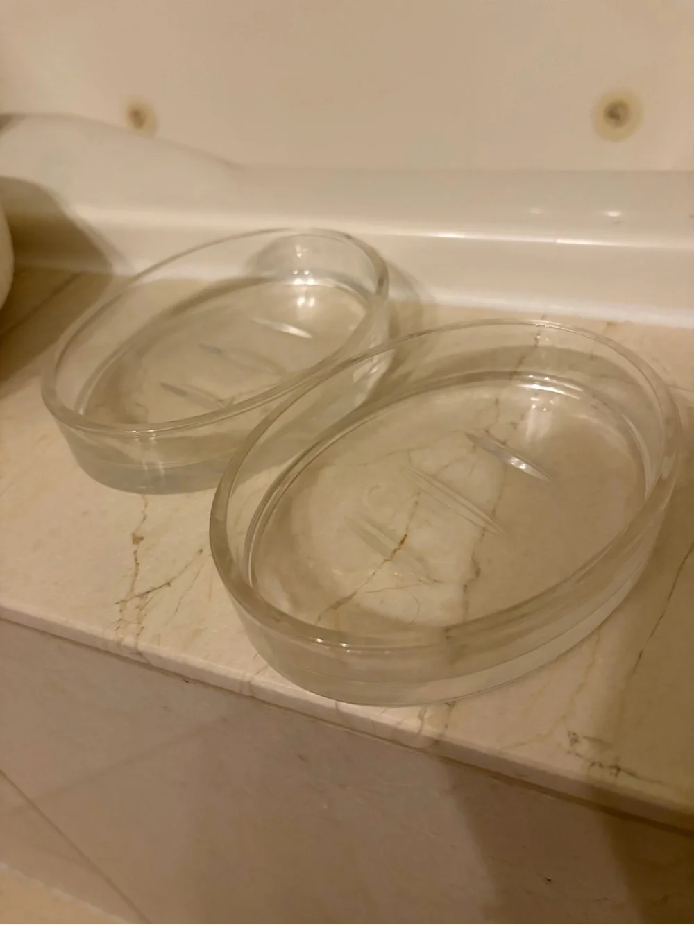 Clear Oval Glass Soap Dish - Transparent Bath Accessory set of two